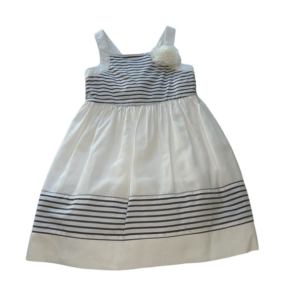 Janie & Jack Striped Blossom White & Blue Dress Girls Size 3 - Picture 3 of 11
